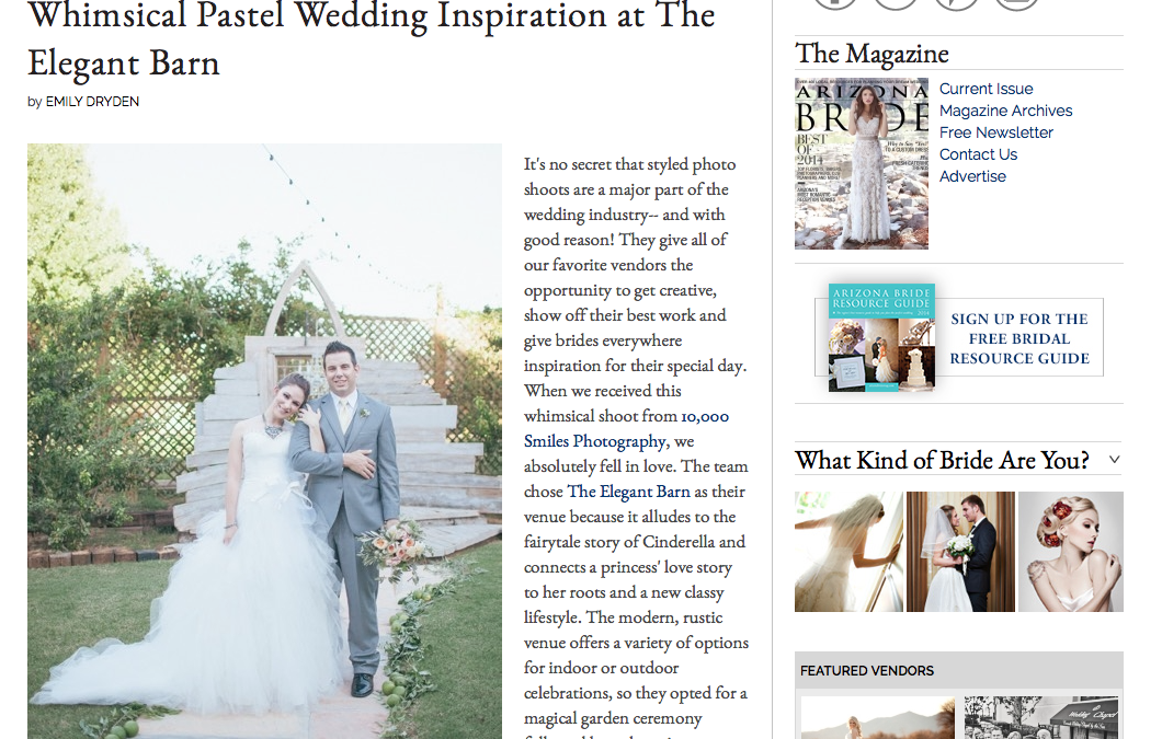 Featured on Arizona Bride: Whimsical Pastel Wedding Inspiration at The Elegant Barn