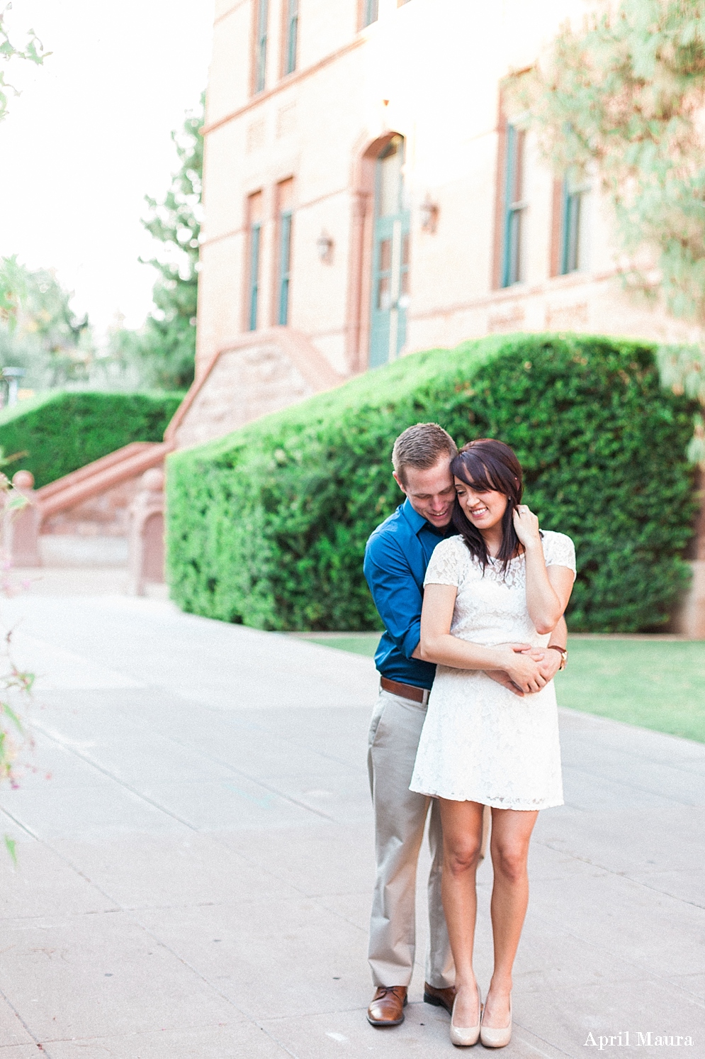 ASU Old Main | couple holding each other | Arizona_ State_University_ Wedding_Engagement_April_Maura_Photography_0024.jpg