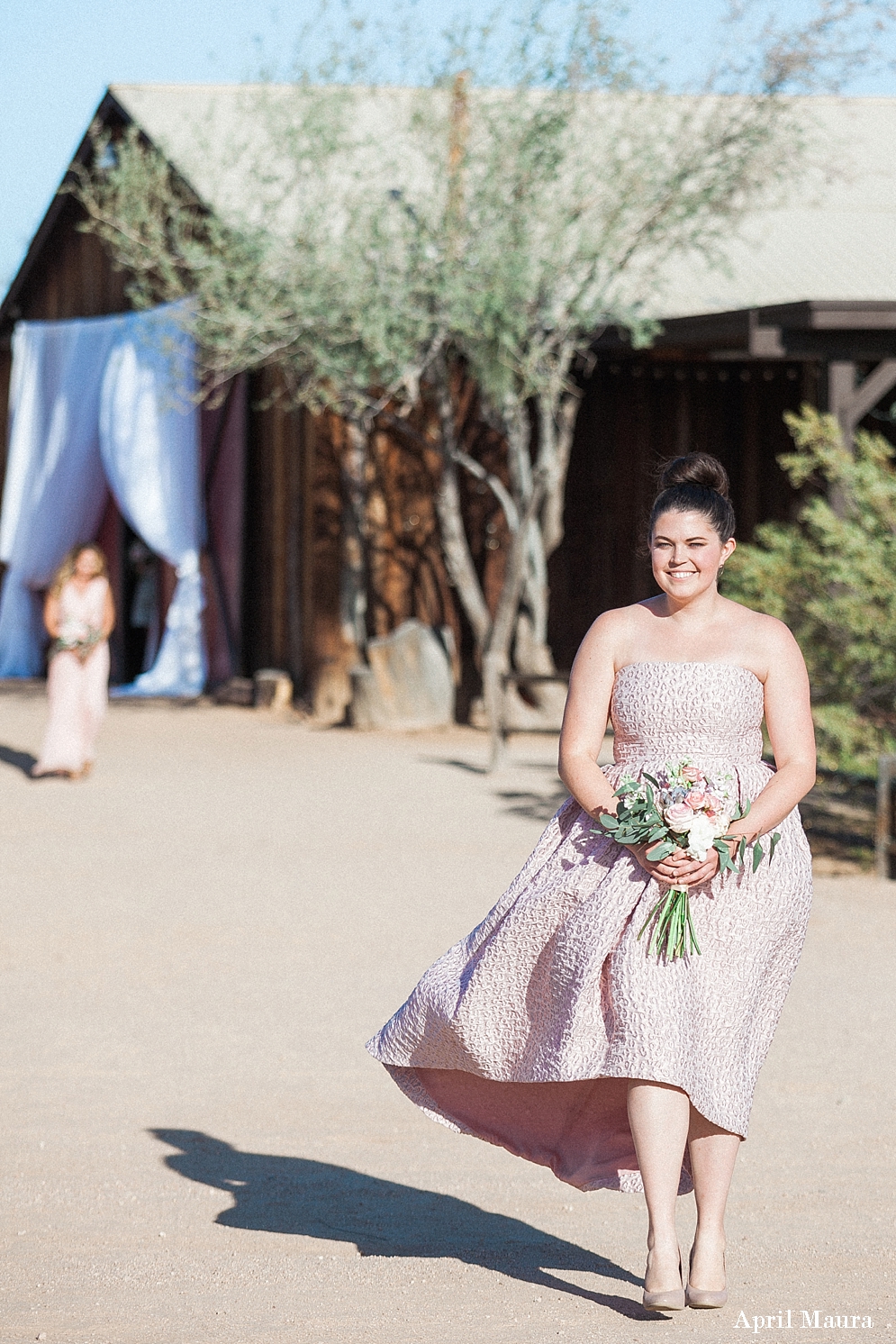 Blush bridesmaid dress | Tips for the Best Wedding Processional Order | Desert Foothills Events Wedding | Scottsdale Engagement Photographer | April Maura Photography | www.aprilmaura.com_3671.jpg