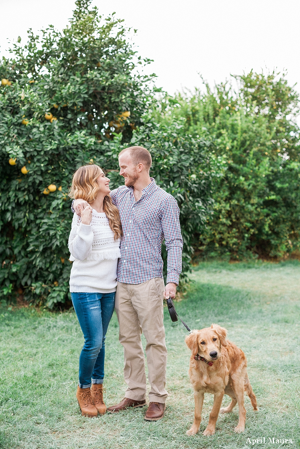 Engaged couple looking at each other | Green Arizona Engagement Location | Tumbleweed Ranch | Scottsdale Engagement Photographer | April Maura Photography | www.aprilmaura.com_3662.jpg