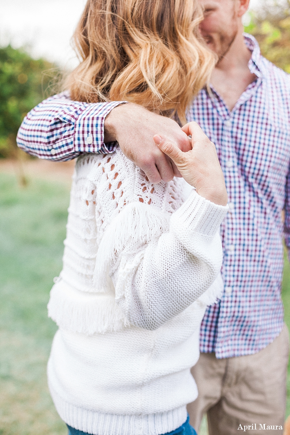 Couple portrait of fiancé holding his brides hand | Green Arizona Engagement Location | Tumbleweed Ranch | Scottsdale Engagement Photographer | April Maura Photography | www.aprilmaura.com_3663.jpg