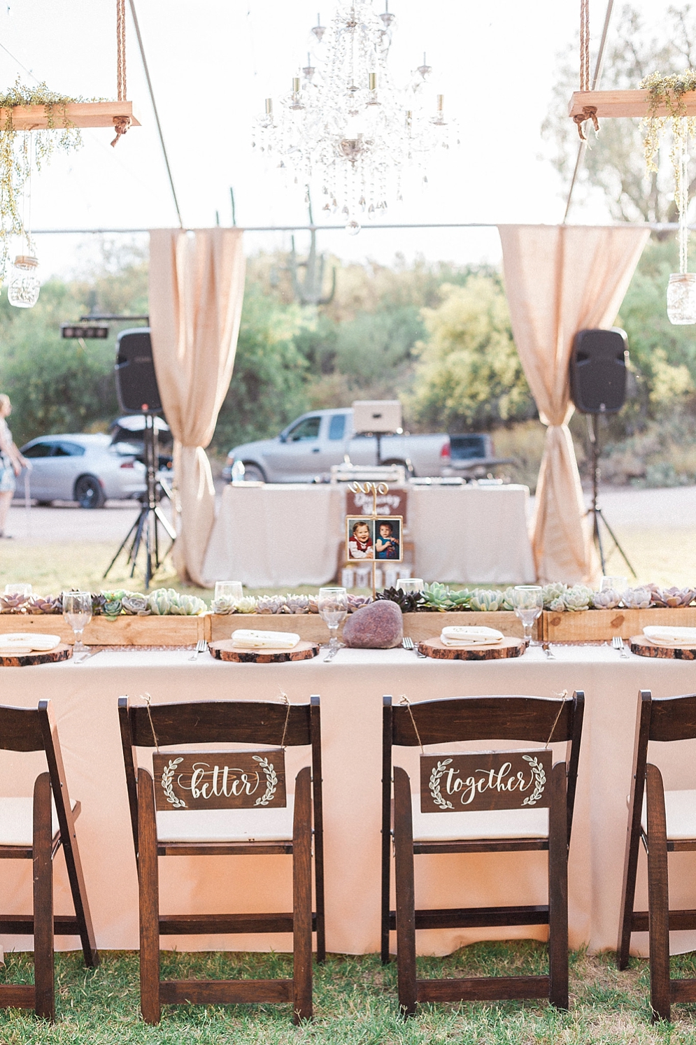 Wedding Wood Decorations to Incorporate | St. Louis Wedding Photographer | Saguaro Lake Guest Ranch Wedding | sweetheart table seating signs