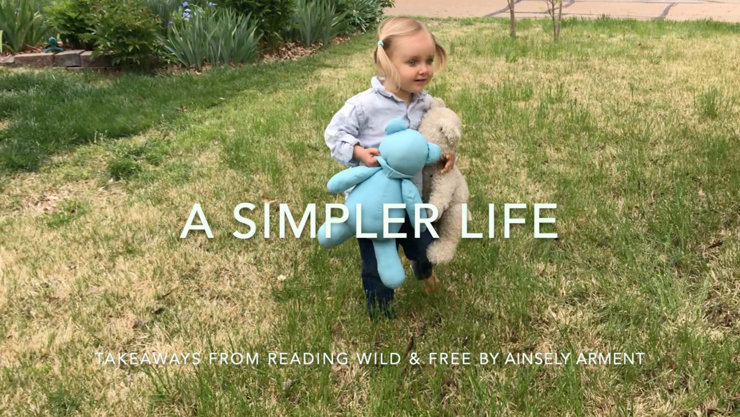 Sappington Missouri Preschool, girl running with teddy bears in the grass