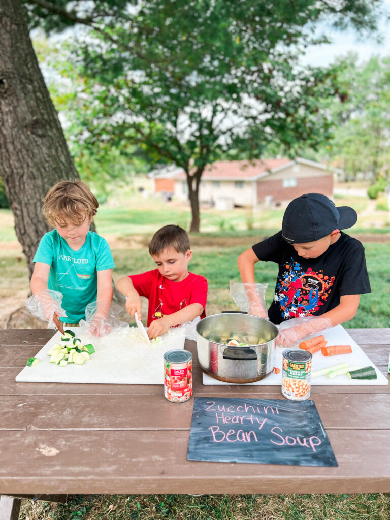 St Louis Christian School, St Louis Forest School, Outside, cooking