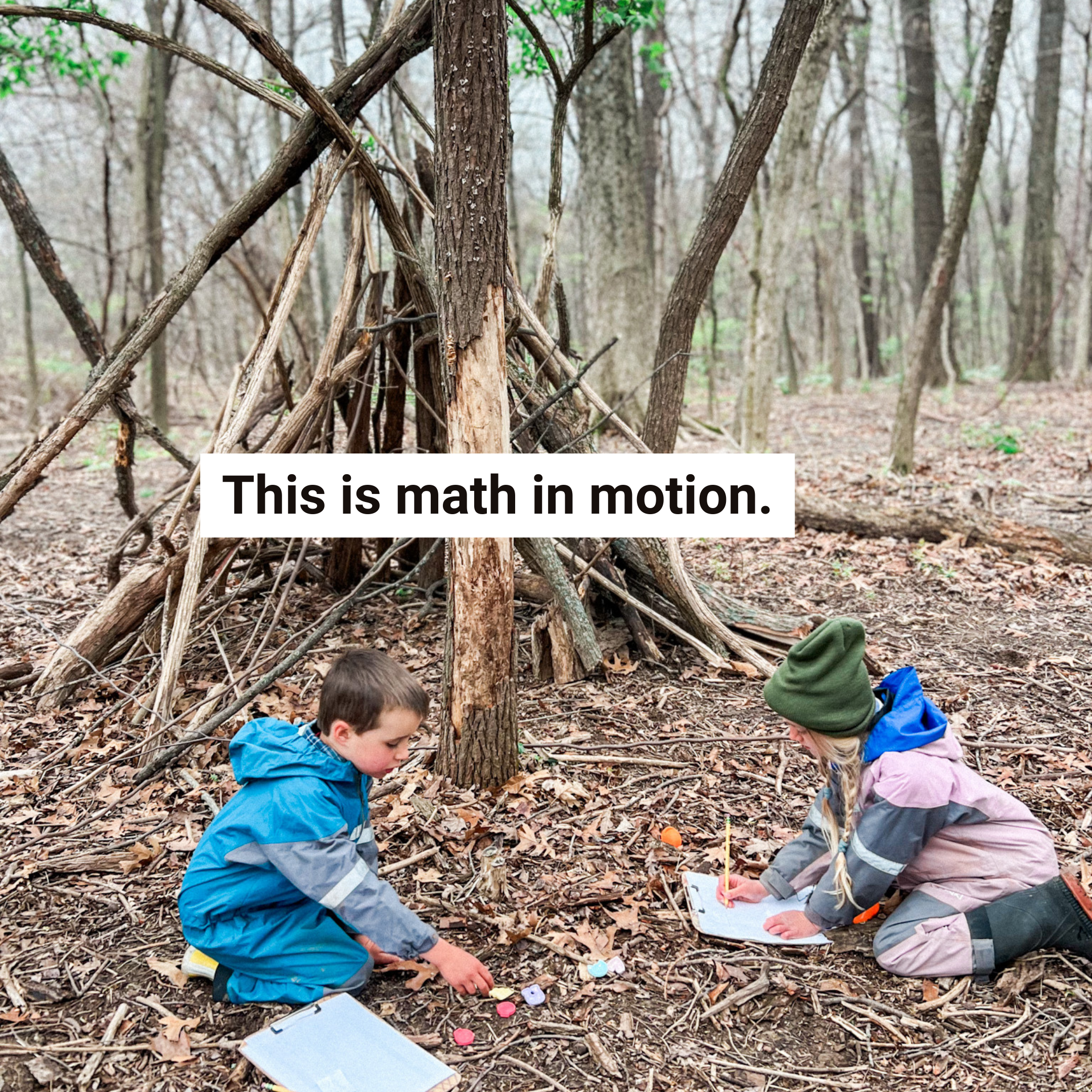 Agape Adventure Academy, St Louis Christian School, Forest day, math in the woods.